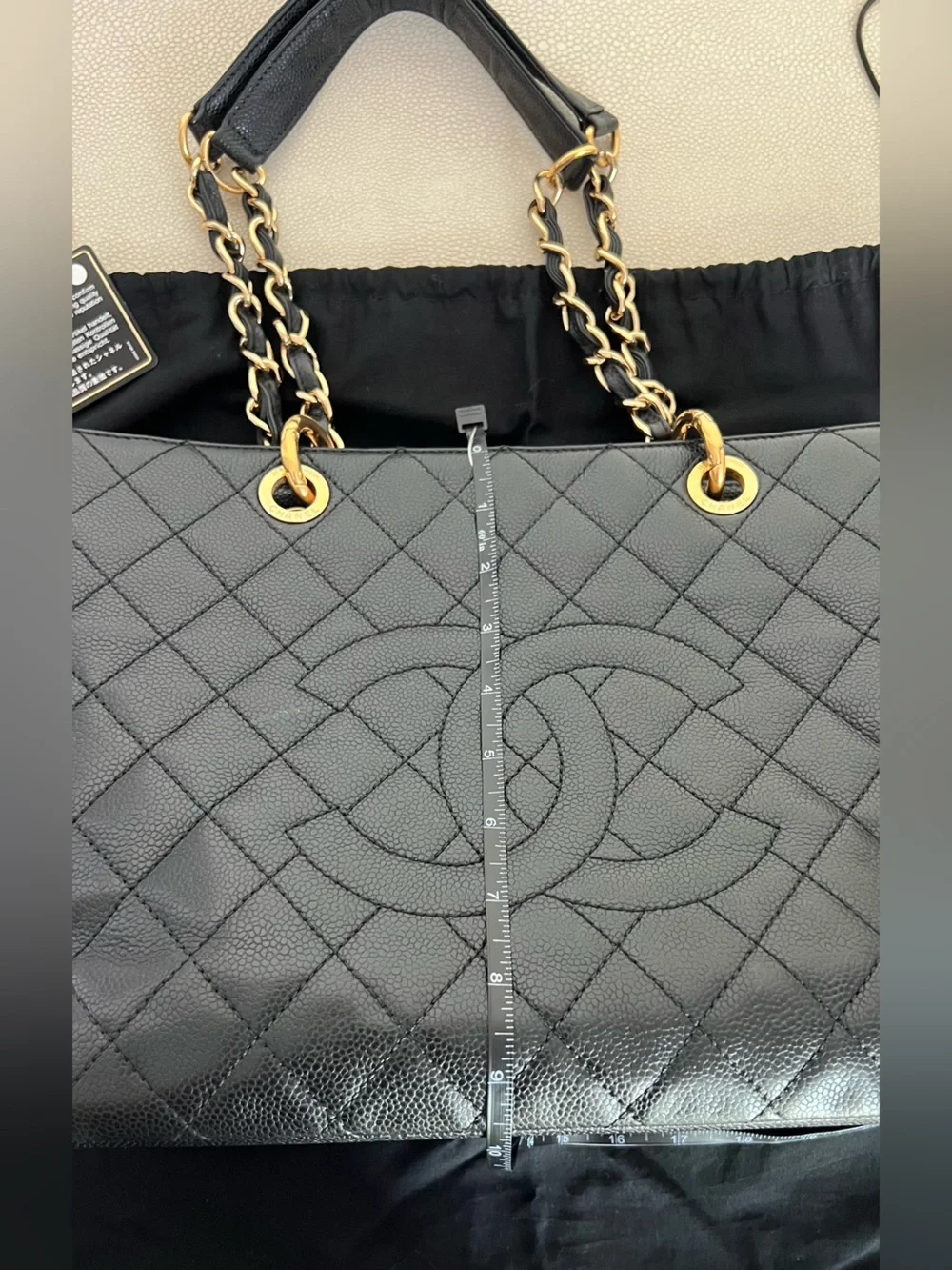 Chanel grand shopping tote in black caviar